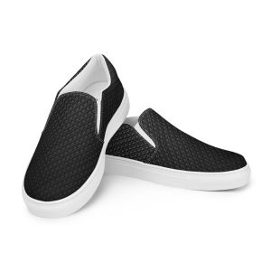 Black Canvas Slip-On Shoes for Men, Modern Patterned Design, Stylish Everyday Footwear, Unique Gift for Him, Trendy Casual Footwear for Men
