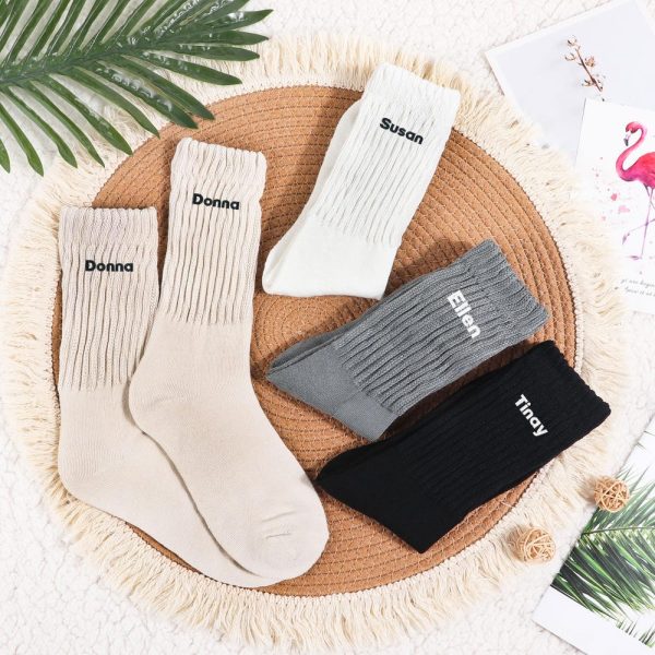Personalized stare at socks, women’s cotton soft knit socks, men’s and women’s winter warm socks, home socks