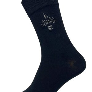 New York Skyline embroidered Men’s and Women’s socks. X15 sock colour options to choose. Made to order in the UK.
