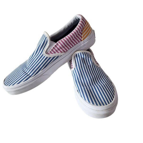 Vans Multicolor Striped Slip-On Canvas Deck Casual Shoes Mens 6.5 Womens 8