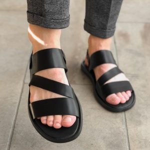 Minimalist men’s sandals | Black leather sandals | Summer Vacation Men’s shoes | Handmade Men’s Sandals | Black Leather Men Slides