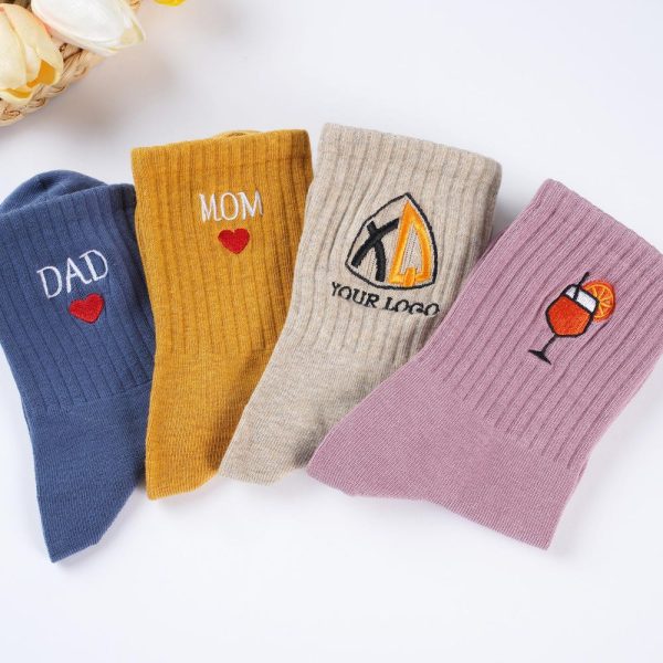 Custom Text Embroidery Socks, personalized men’s and women’s socks, Rainbow Text Socks,  team socks, personalized unique gifts,Vintage socks