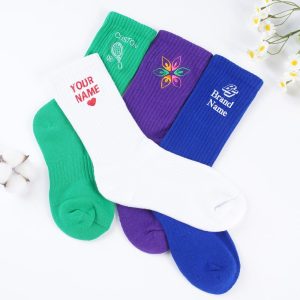 Custom Embroidered Athletic Socks,Your Design Text or Logo Socks,personalized men’s and women’s socks, Sports socks,  Mom Dad Gift.