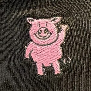 Cheeky Pink Pig embroidered Men’s and Women’s socks. X15 sock colour options to choose. Made to order in the UK.