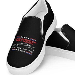 C7 Corvette Lover Canvas Sneakers, Make America Fast Again, Corvette Dad Shoes, Corvette Gift, Men’s Slip-on Canvas Shoes