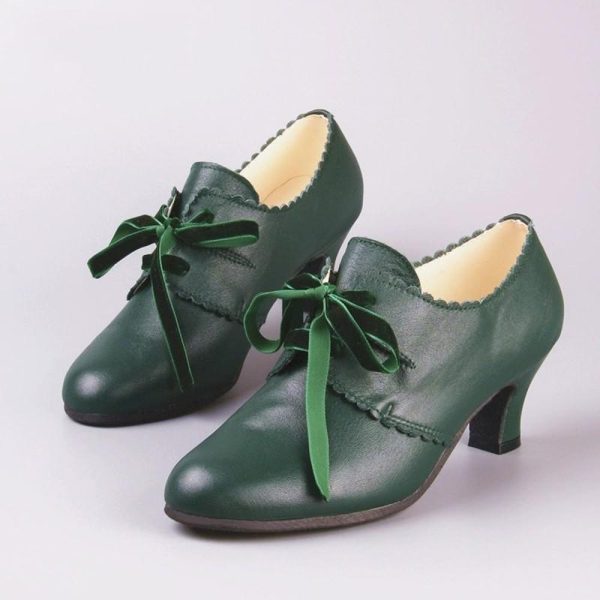 Customizable & Handmade Retro Leather Tie Shoes, Swing Shoes,British Bullock Women’s Shoes Mid-heel Shoes