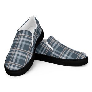 Men’s slip-on canvas shoes, blue plaid shoe, sporty, gift for him, gift for Dad, Father’s Day, Gift for Husband, Men’s Casual Shoe, Vacation