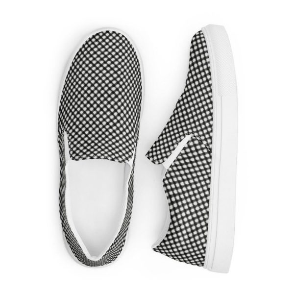 Men’s slip-on canvas shoes, black and white checkered sneakers, casual skate shoes, lightweight sneakers, stylish everyday shoes