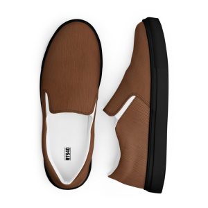 Brown men’s canvas slippers with a textured look | Casual shoes for everyday leisure | Available in brown, black, and white