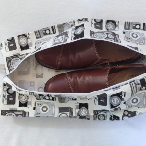 Fabric shoe bag, travel shoe bag, zipped storage bag, expanding shoe bag, canvas bag