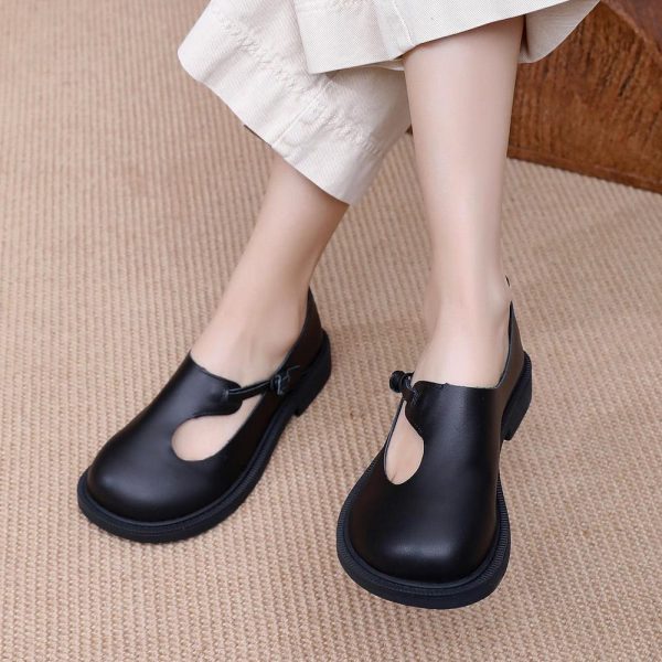 Handmade Women Black Leather Shoes,Wide toe Shoes, Flat Shoes, Retro Leather Shoes,Girls’ Shoes,Comfortable Shoes
