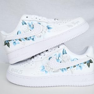 Custom AF1 Wedding Sneakers For Bride • Pearl And Handpainted Flowers  • Unique Mom Of The Bride Shoes • Personalized Birthday Gift • NK_29