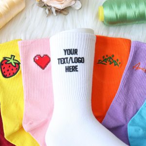 Customized embroidered socks, unisex cotton socks with personalized text logos, bachelor party gifts Embroidered socks for couples/friends