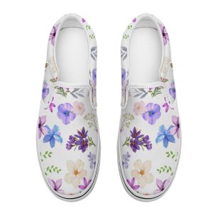Floral White Slip-On Canvas Shoes for Casual Wear in Any Season