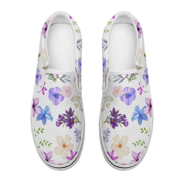 Floral White Slip-On Canvas Shoes for Casual Wear in Any Season