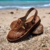 Barefoot men leather sandals, ankle strap Greek leather sandal, toe ring men sandals – Dream M