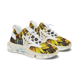 Sunflower Mesh Women’s Sneakers, Floral Women’s Shoes, Mom Gift, Summer Sneaker, Fashion Footwear, Yellow Flower Shoes