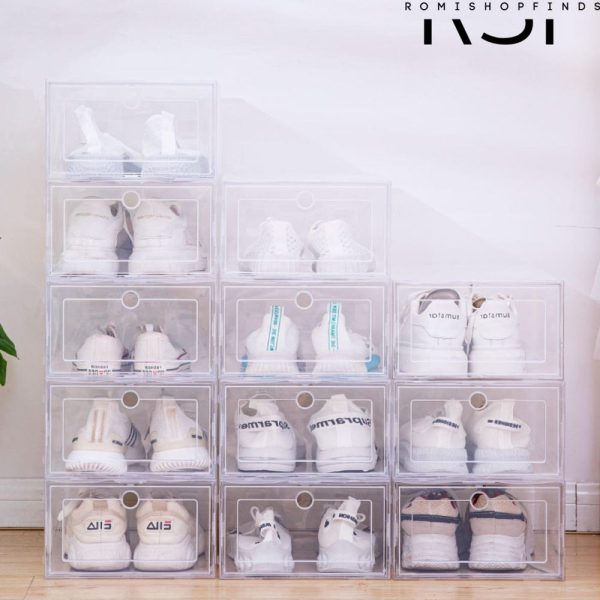 6pcs Transparent Plastic Shoes Case, Thickened Drawer Case, Plastic Shoe Boxes,Stackable Box Shoe, Organizer Shoe box,Clear Plastic Box Gift