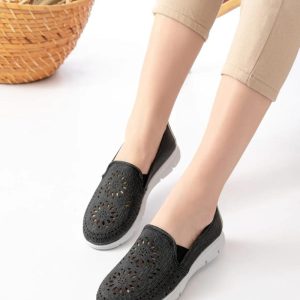 Perforated Patterned Black Summer Women’s Shoes