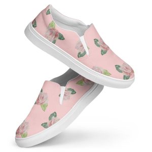 Men’s Vintage Rose Watercolor Canvas Slip-On Shoes- Style 2