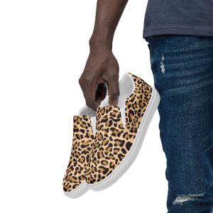 Leopard Print Men’s Slip-On Canvas Shoes Trendy Animal Print Casual Sneakers Comfortable Fashion Footwear for Everyday Street Style