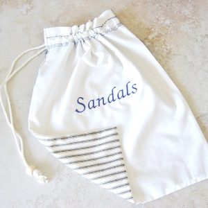 Travel Shoe Bag – Sandals Shoe Bag – Fabric Summer Shoe Bag – Travel Gift – Nautical – Embroidered Shoe Bag – Packing Bag for Sandals