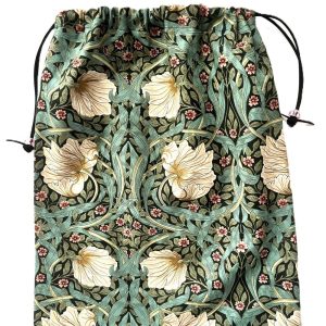 William Morris Fabric Shoe Bag 12 x 15  Inches Lined  Lingerie Gift Storage Utility        GREEN  PIMPERNEL